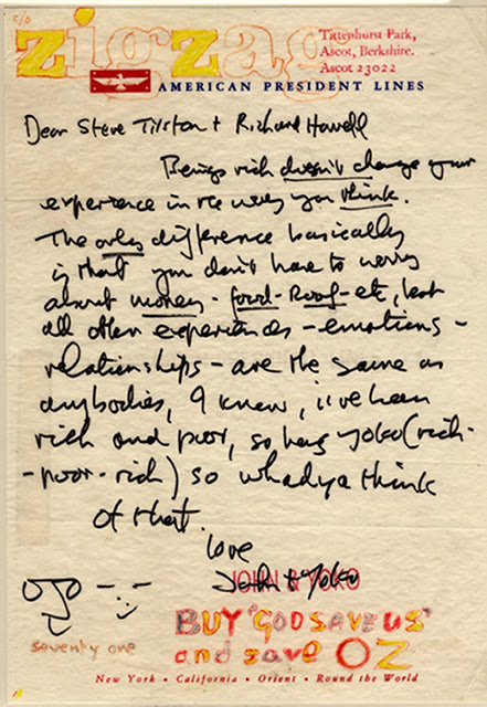 Carta de John Lennon para Steve Tilston